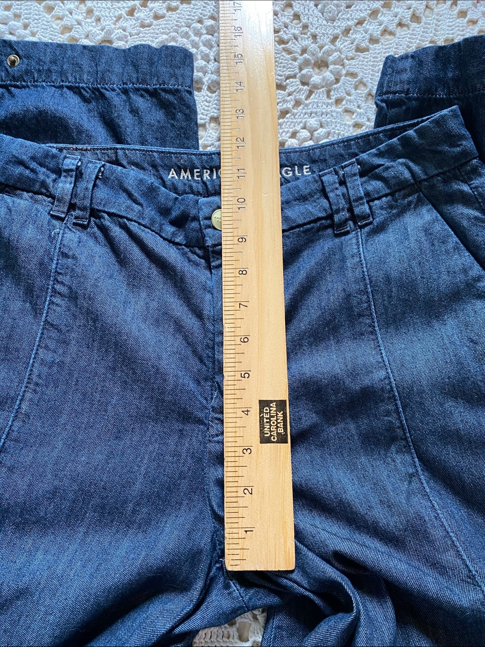 American Eagle size 4 petite convertible trouser jeans dark denim wide leg baggy - Picture 10 of 13